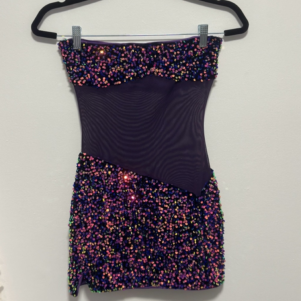Purple Sequin Mini Dress Akira